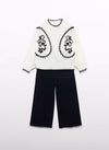 Abel & Lula Girls’ Black and White Mock Neck Two Piece Sweater Set 5729