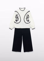 Abel & Lula Girls’ Black and White Mock Neck Two Piece Sweater Set 5729