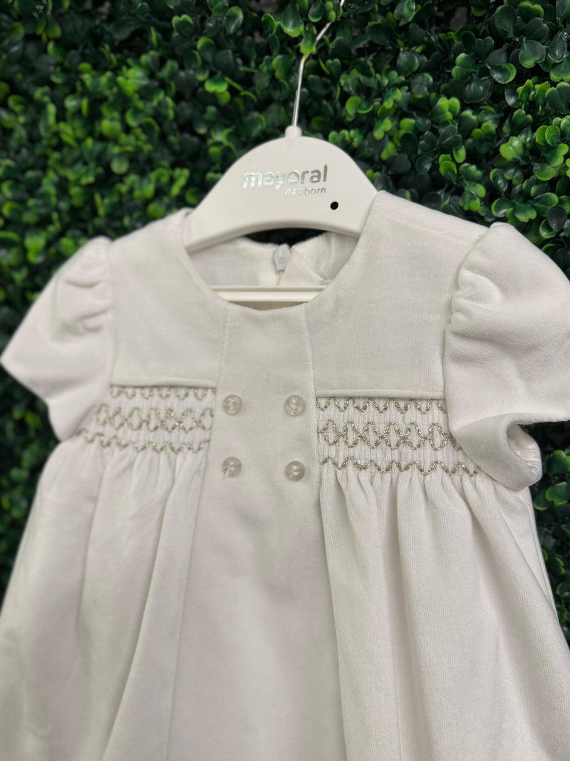 Mayoral Girls’ White Velvet Dress - 2816