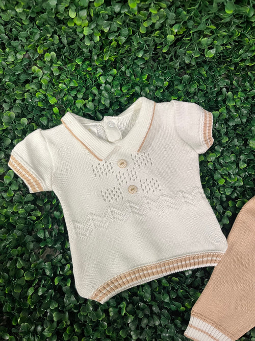 Dolce Goccia Boys Brown Knit Two Piece Set