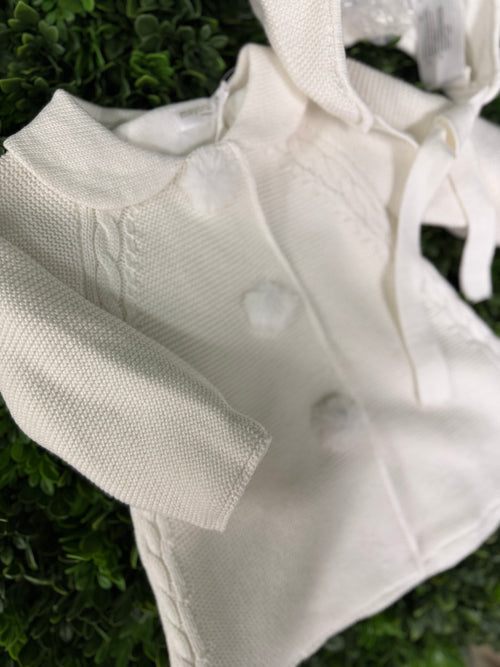 Mayroal Girls’ Off White Knit Coverlet with Matching Beanie 2497