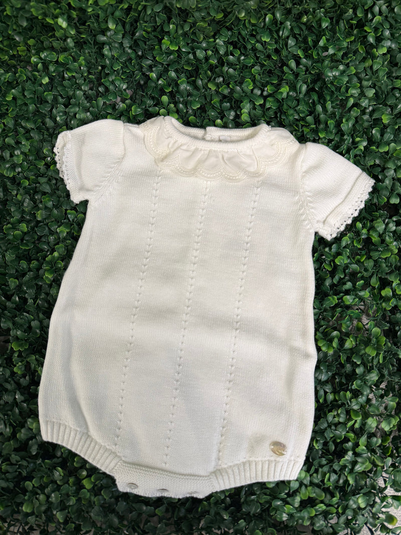 Martin Aranda White Knit Lace Romper