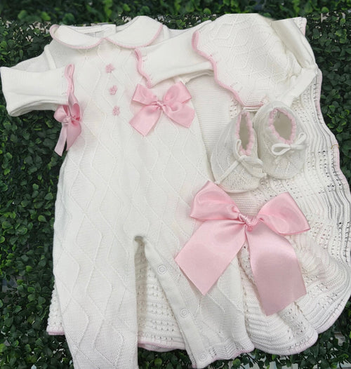 Dolce Goccia Girls’ Pink Knit Cotton 4 pc Set