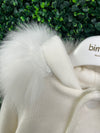 Bimbalò Made in Italy Puff Knit Fur Trim Sweater Coat