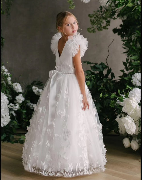 Teter Warm Three Dimensional Petal Gown with Puff Tulle Cap Sleeve GS21