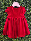 Made In Italy! Michelina Bimbi Girls' Red Lush Velvet Holiday A-line Dress