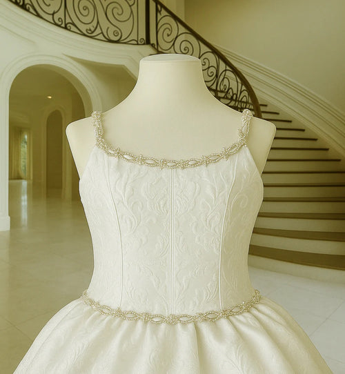 Christie Helene Couture Jeweled Embossed Bodice Tiered Over Skirt Hudson