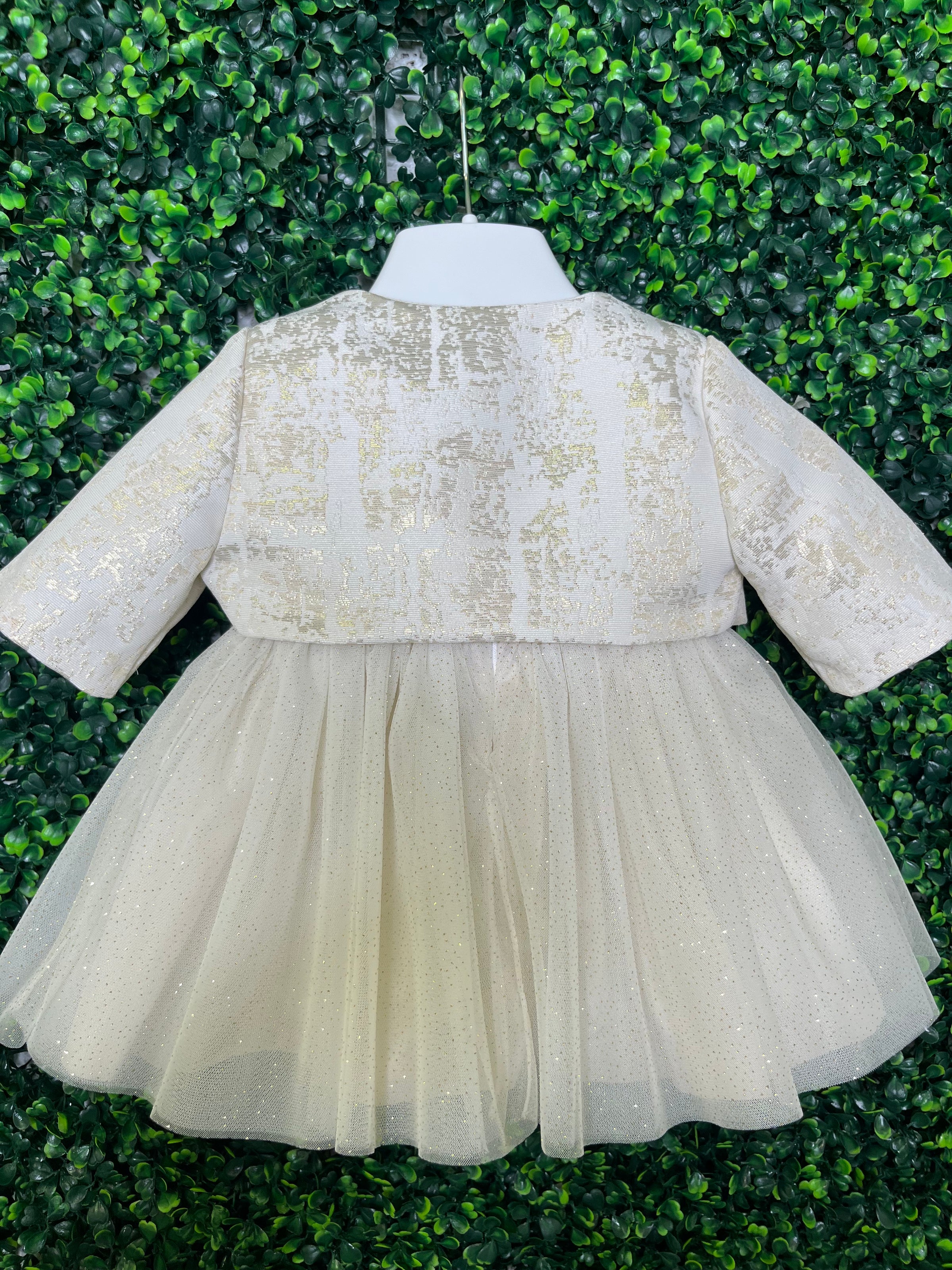Made in Italy! Michelina Bimbi Girls' Couture Gold Shimmer Dress and Bolero Set 3 Months / Gold Made in Italy! Michelina Bimbi Girls' Couture Gold Shimmer Dress and Bolero Set 3 Months / Gold