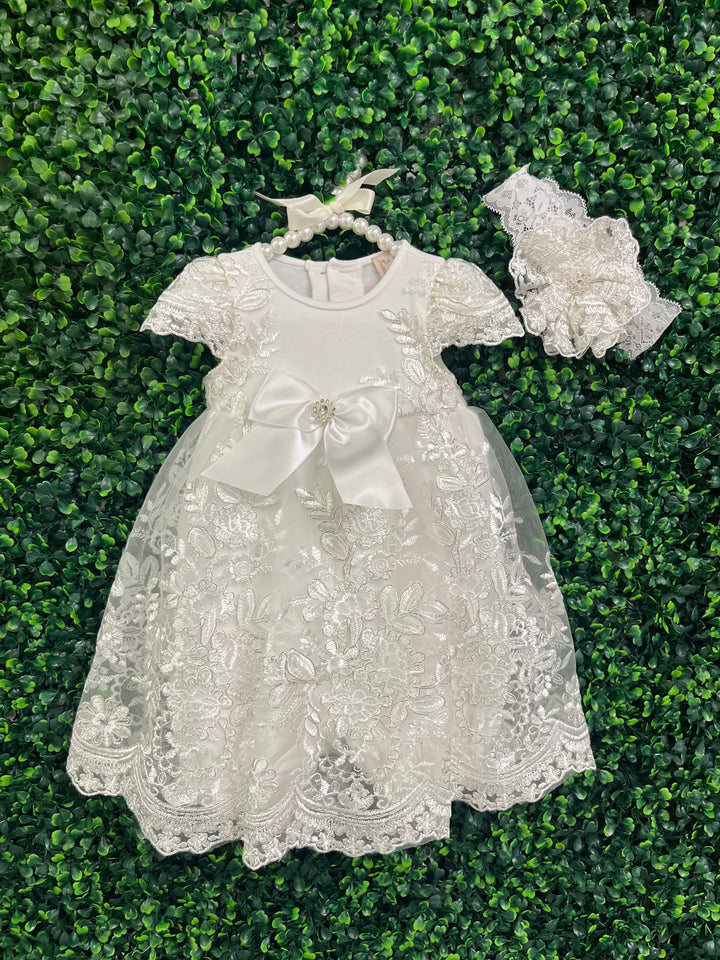 strapless open back dress Princess Daliana Christening Dress by La Bavetta in Brooklyn  labavettainc