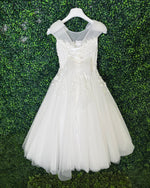 Michelina Bimbi Floral Embroidery Bow Shoulder Communion A-lineGown J4211