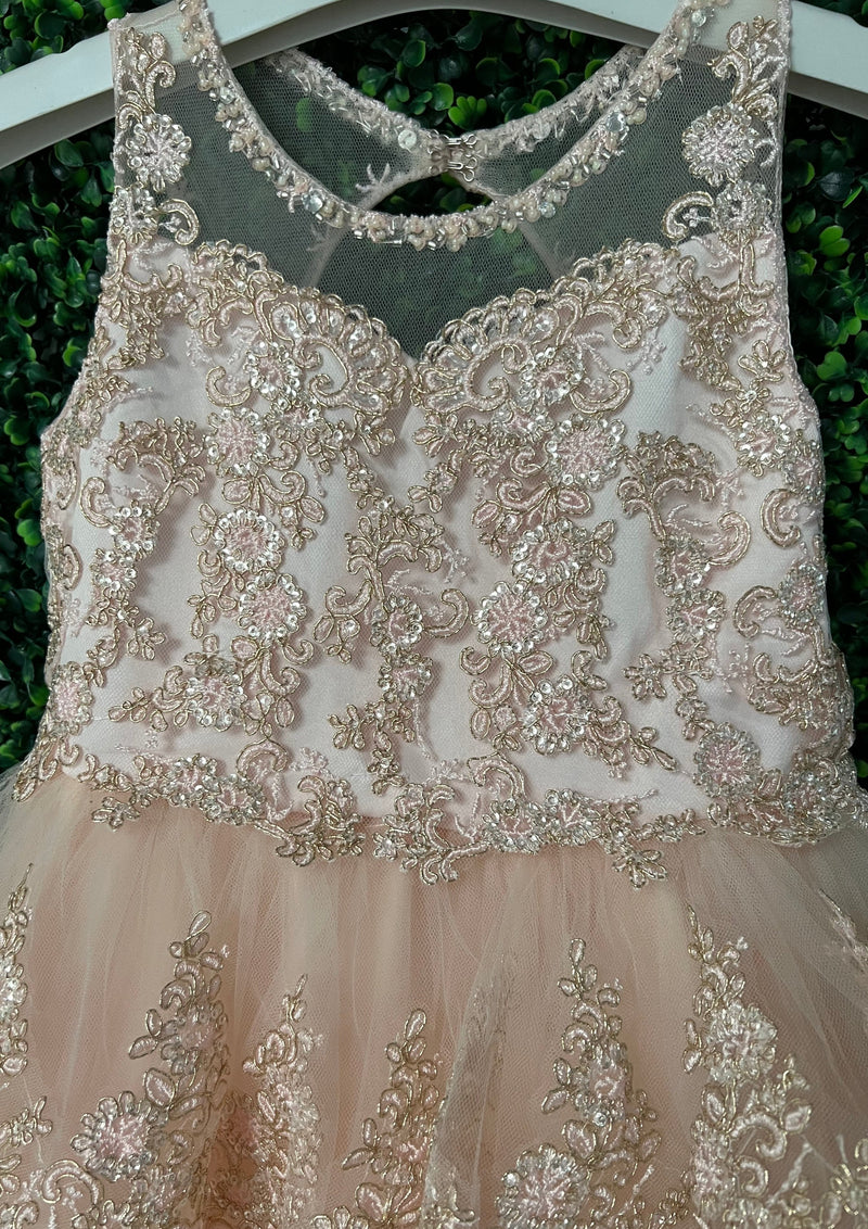 Tip Top Rose Gold Lace and Tulle Dress 7030 4 / Rose Gold Tip Top Rose Gold Lace and Tulle Dress 7030 4 / Rose Gold