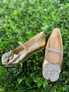 Nina Girls’ Metallic Flat with Rhinestone Rosette - Izzy