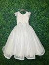 Nan & Jan Lace Peneople Communion Organza Dress with Rhinestone Flower