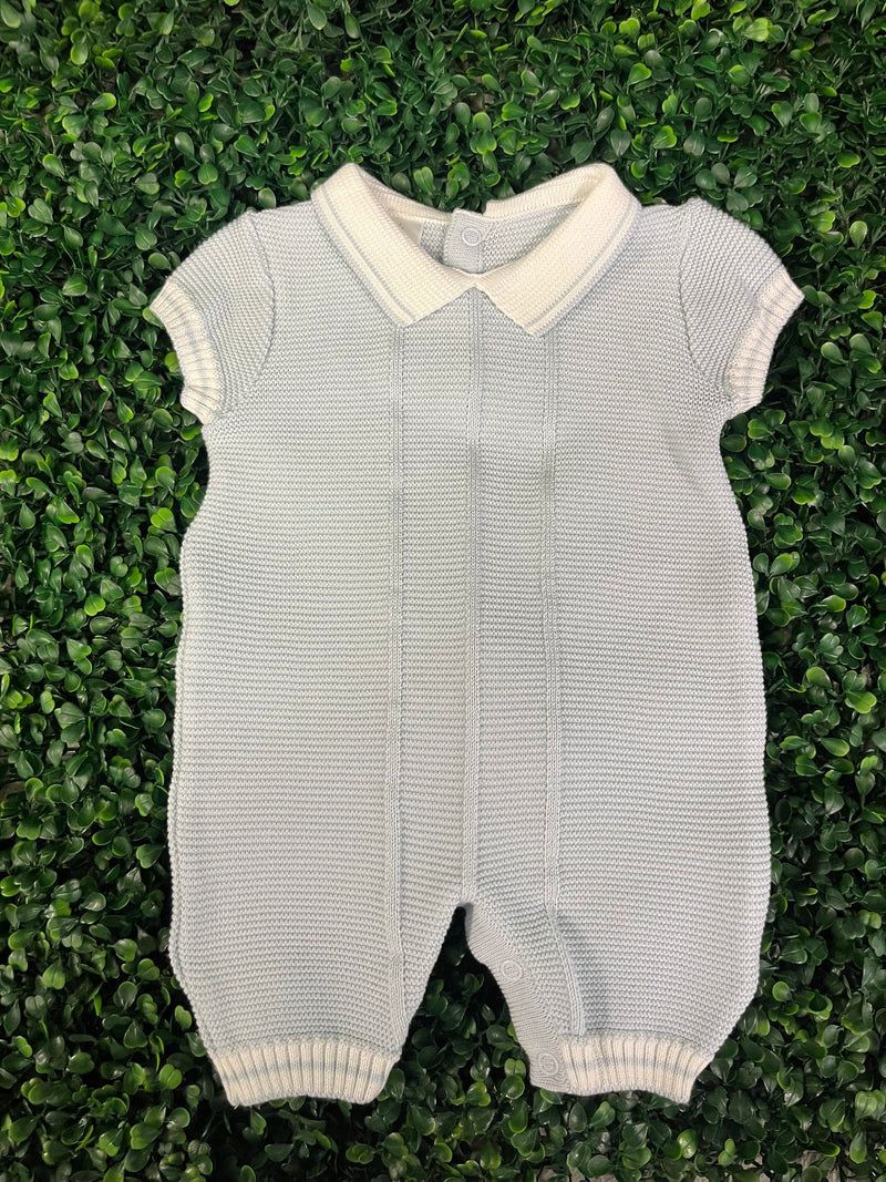 Dolce Goccia Boys' Blue Cotton Knit Romper