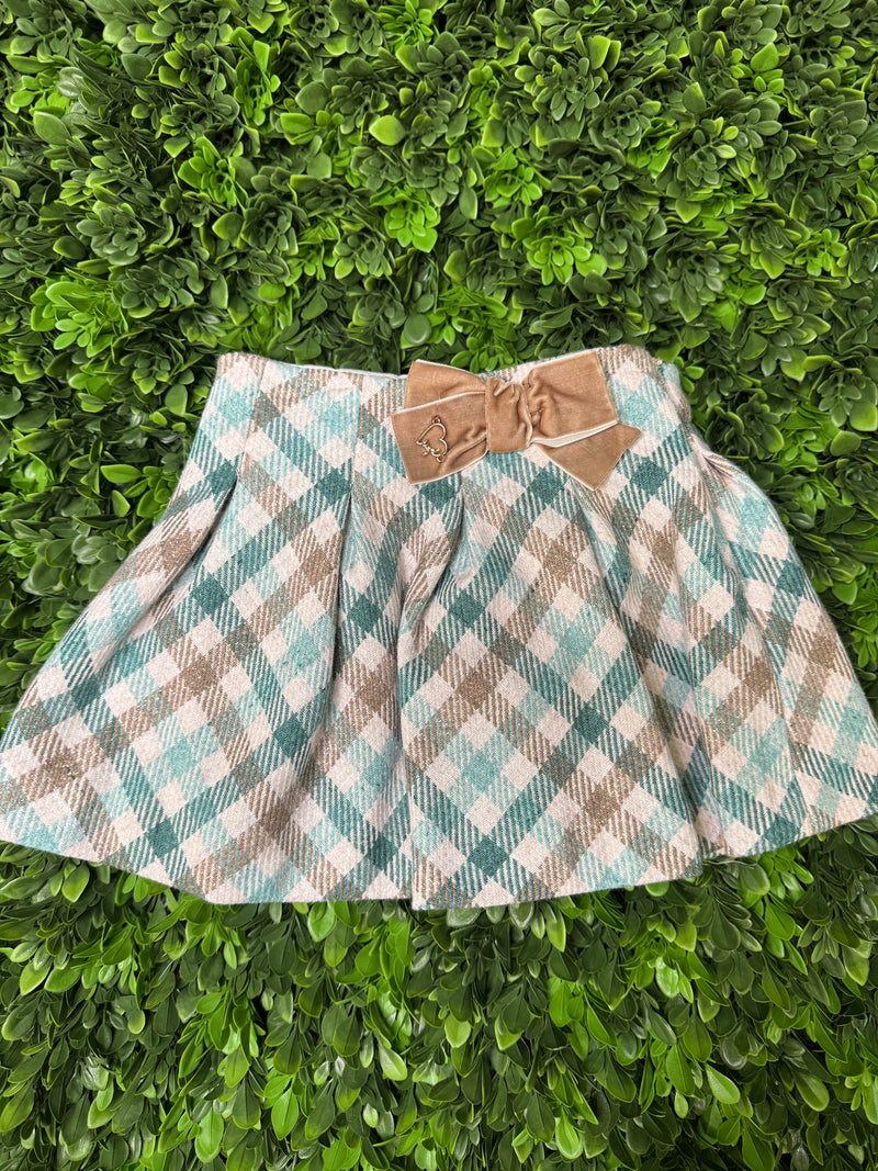 Mayoral Taupe Plaid Girls' Skirt Set 4353