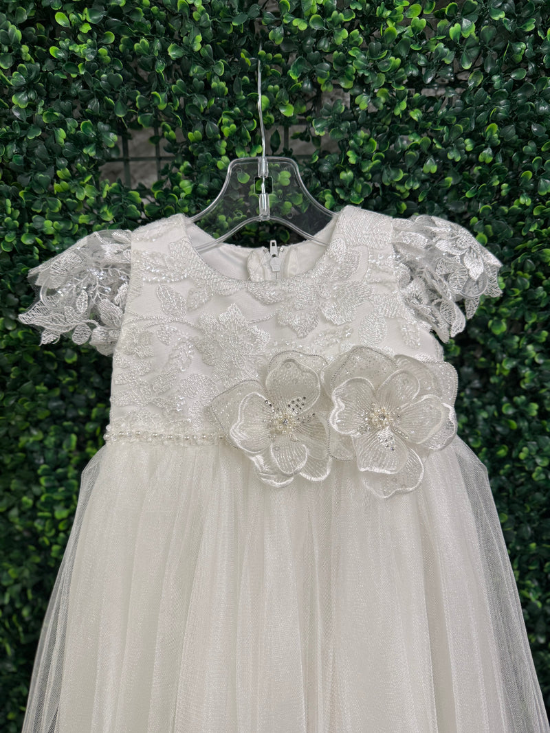 Nan & Jan Beaded Flower Lace Christening Gown - Eloise