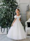 Teter Warm Off Shoulder Puff Sleeve Floral Lace Gown GS88