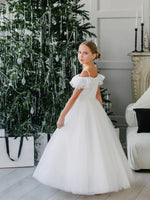Teter Warm Off Shoulder Puff Sleeve Floral Lace Gown GS88