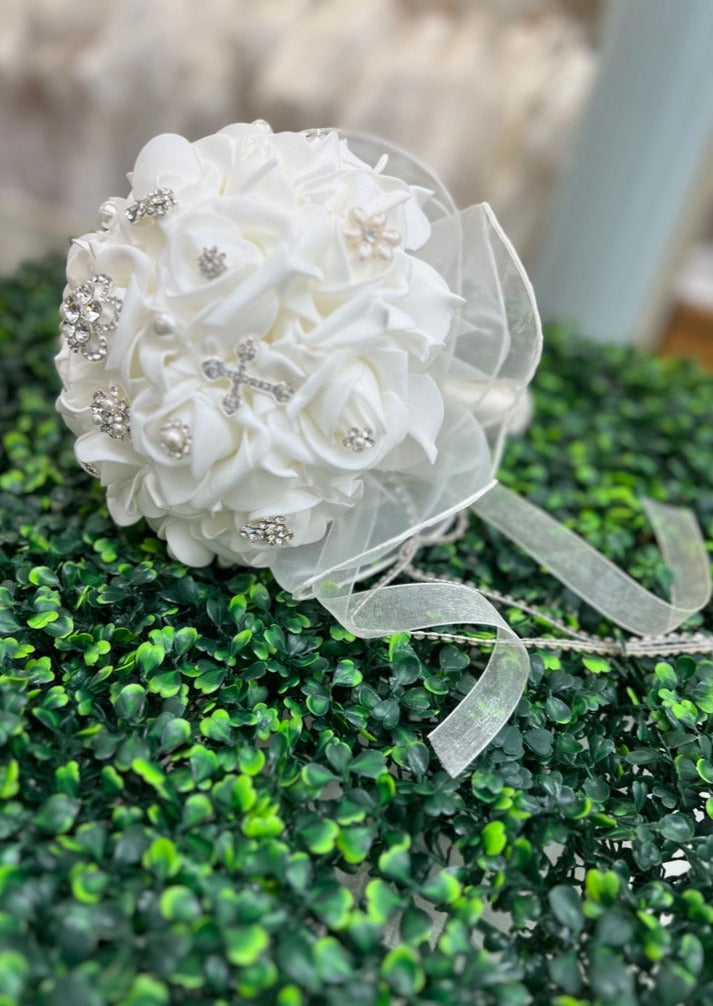 Super Good Pearls Handmade Ribbon Flowers Wedding Bouquets Bridal