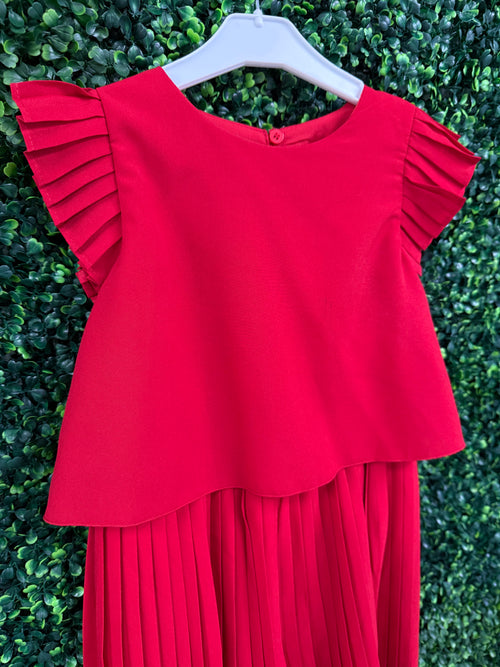 Mayoral Girls’ Red Pleated Romper 3871