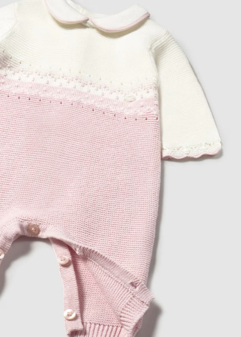 Mayoral Girl’s Pink Collared Knit One Piece Set 2601