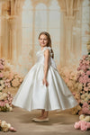 Princess Daliana Satin Pinch Pleat Three Dimensional Flower Dress D24472
