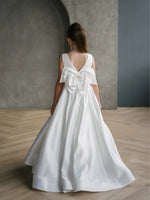 Teter Warm Satin Box Pleat Gown With Bow Back MK12