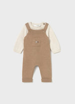Mayoral Boys’ 2 Piece Brown and Tan Knit Overall Outfit - 2646