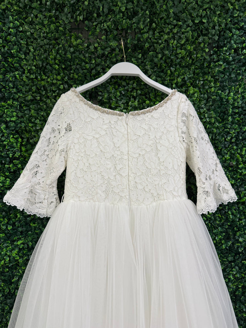 Teter Warm 3/4 Sleeve Rhinestone Neckline Lace Gown XGS06