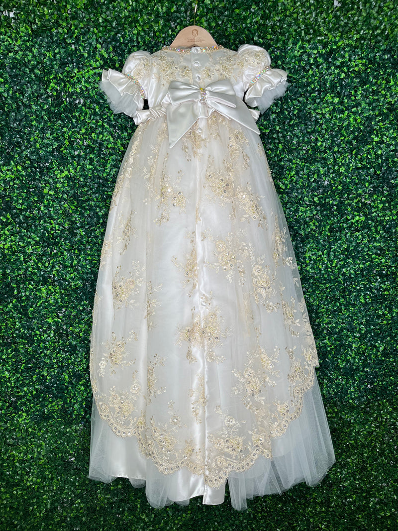 Piccolo Bacio Couture Girls' Baptism Gown Sabrina Gold Sara's Children's Boutique Piccolo Bacio Couture Girls' Baptism Gown Sabrina Gold Sara's Children's Boutique