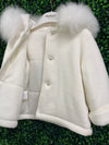 Bimbalò Made in Italy Puff Knit Fur Trim Sweater Coat