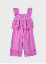 Mayoral Girls’ Fuchsia Linen Two Piece Set 3561