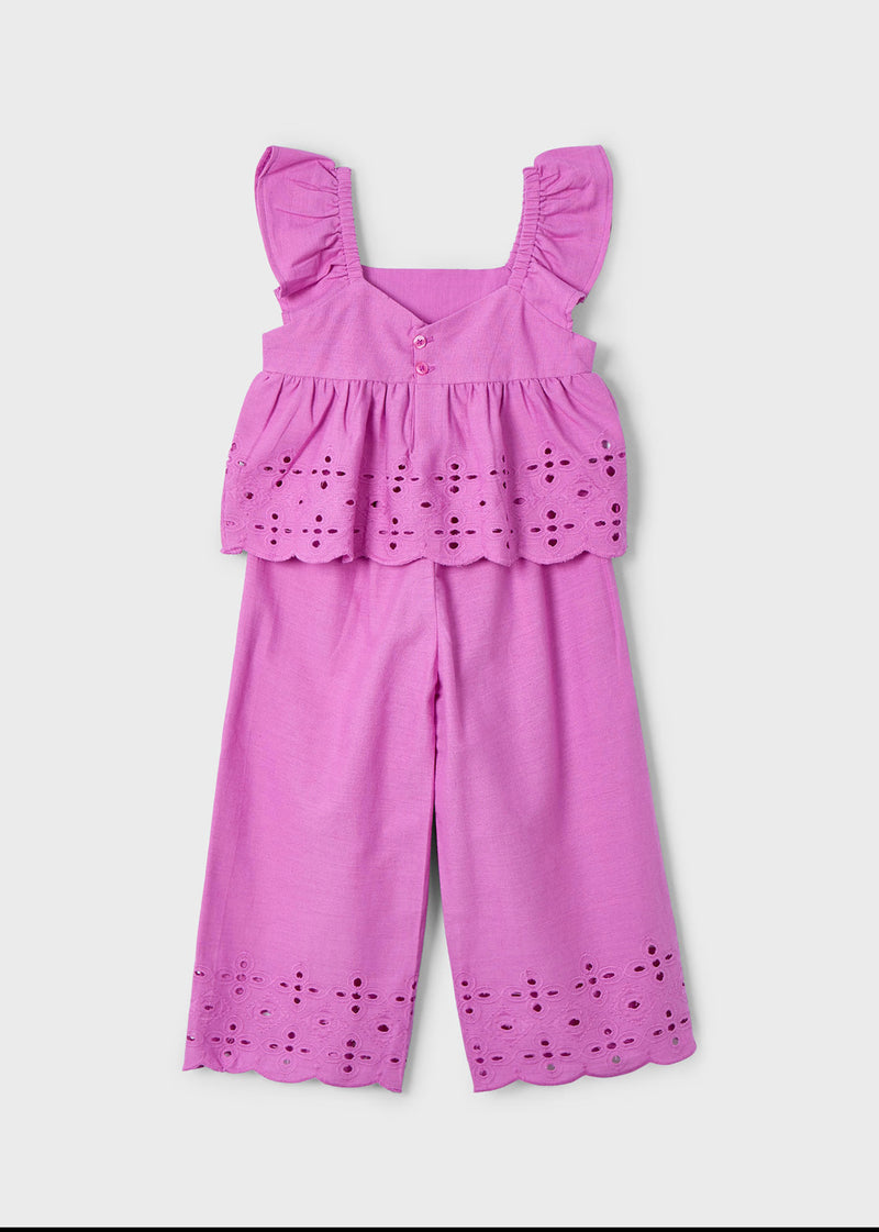 Mayoral Girls’ Fuchsia Linen Two Piece Set 3561
