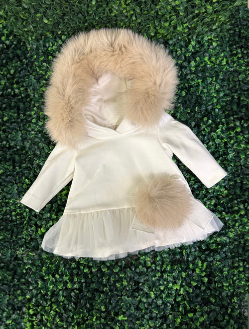 Bimbalò Girls’ Italian Fur Trim Two Piece Sweater Set