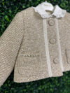 Bimbalò Girls' Gold Tweed Lady Jacket and Skirt 3 Piece Set