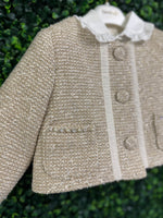Bimbalò Girls' Gold Tweed Lady Jacket and Skirt 3 Piece Set