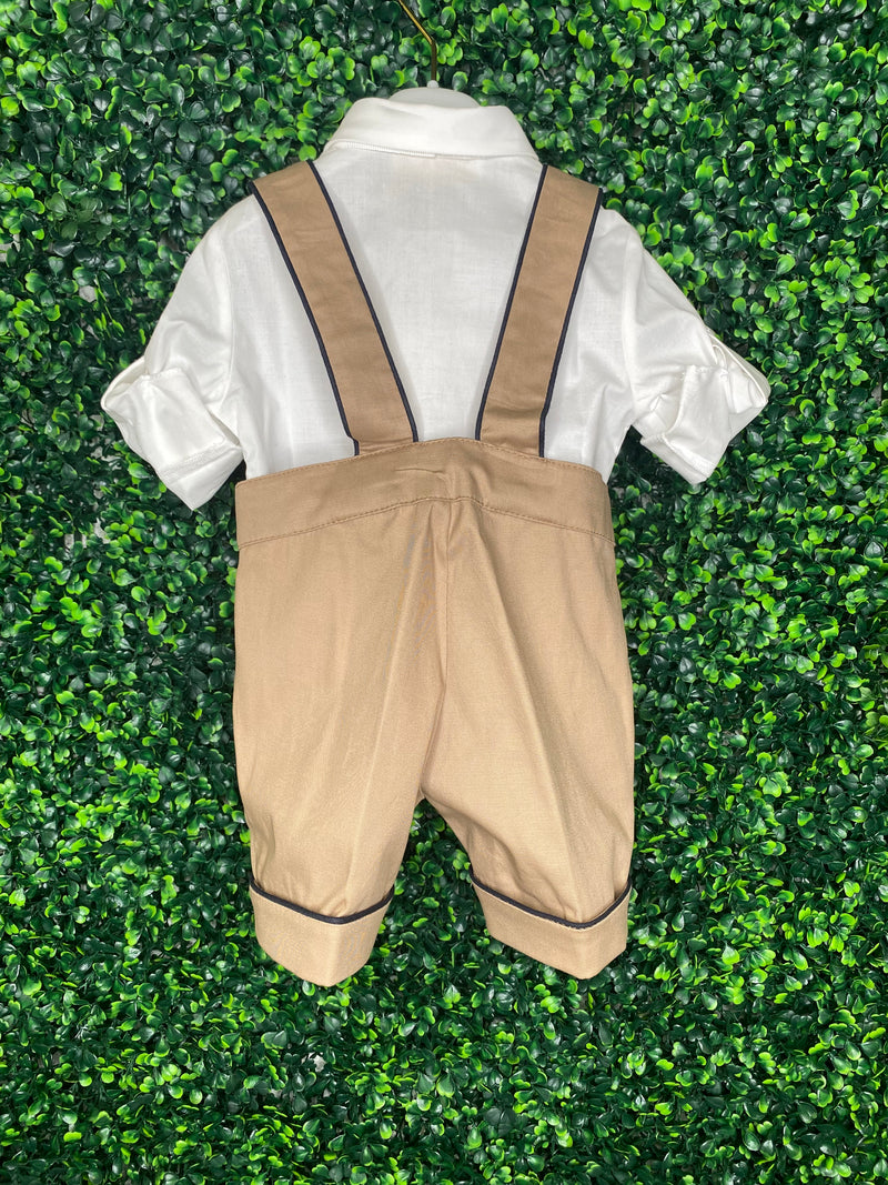 Bimbalo Boys’ Navy and Taupe Suspender Set 7673