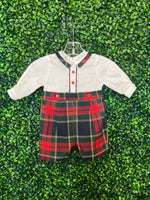 Bimbalo' Tartan Plaid Boys Short Set With Double Breasted Sweater 7322