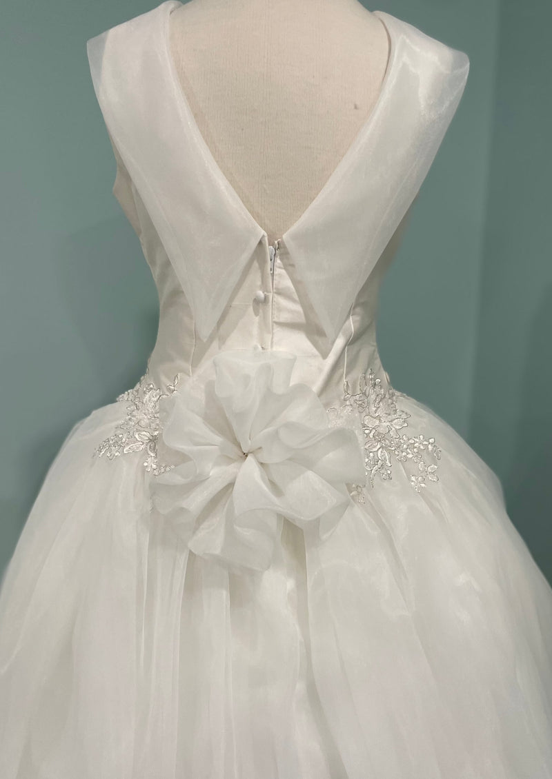 Christie Helene Custom Made Couture Silk, Organza Shawl Neck Gown Audrey