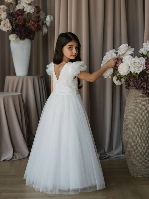 Teter Warm Lace and Tulle Puff Sleeve Gown SK03