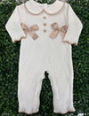 Dolce Goccia Baby Girls’ 4 Piece Taupe & White Layette Set