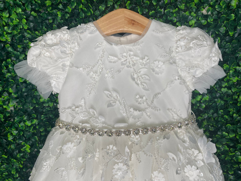Princess Daliana 3D Floral Lace Full Length Dress Y24199 3 Months / White Princess Daliana 3D Floral Lace Full Length Dress Y24199 3 Months / White