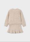 Mayoral Girls’ Taupe Knit Sweater and Skirt Coordinating Set 4934