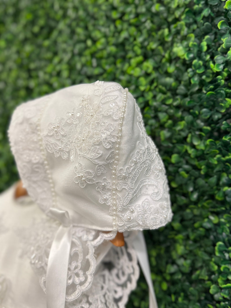 Piccolo Bacio Girls' Lace Flutter Sleeve Baptism Gown Nicolette