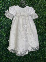 Macis Design Contrast Flower Christening Gown & Accessories CH258