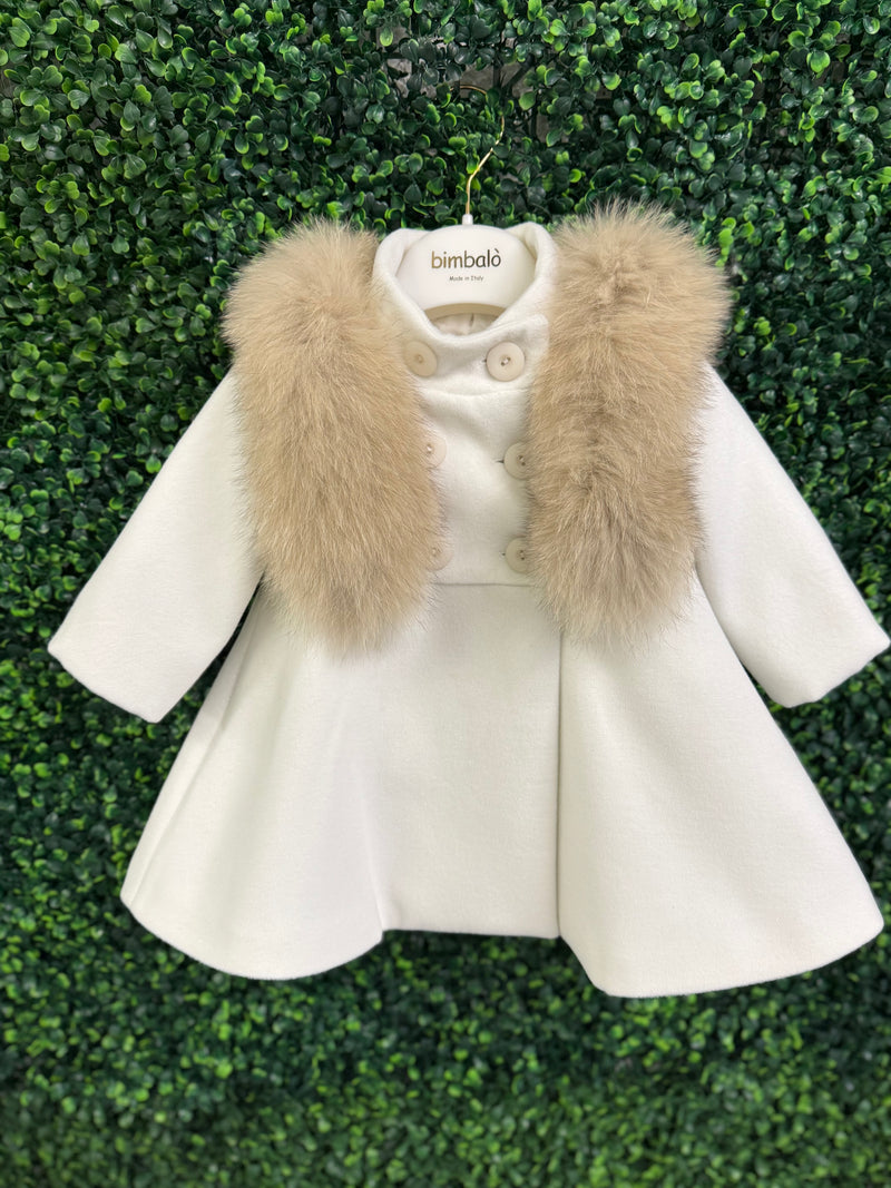 Bimbalò Girls’ Fur Trim Peacoat