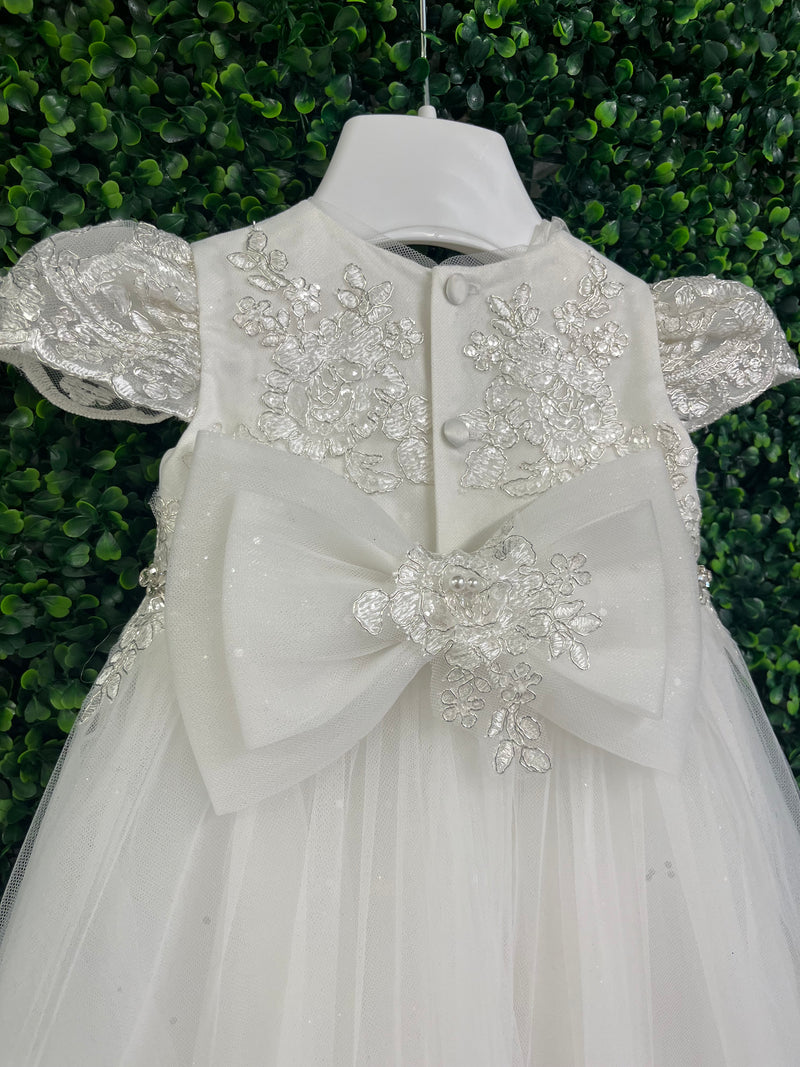 Princess Daliana Floral Lace Appliqu Cathedral Length Dress -Z24338 3 Months / Off White Princess Daliana Floral Lace Appliqu Cathedral Length Dress -Z24338 3 Months / Off White