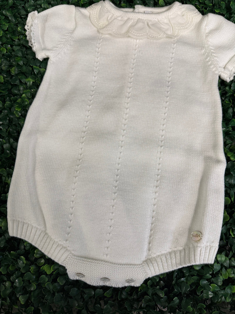 Martin Aranda White Knit Lace Romper