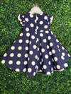 Bimbalò Girls' Navy Polkadot  Dress