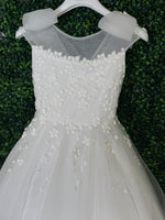 Michelina Bimbi Floral Embroidery Bow Shoulder Communion A-lineGown J4211